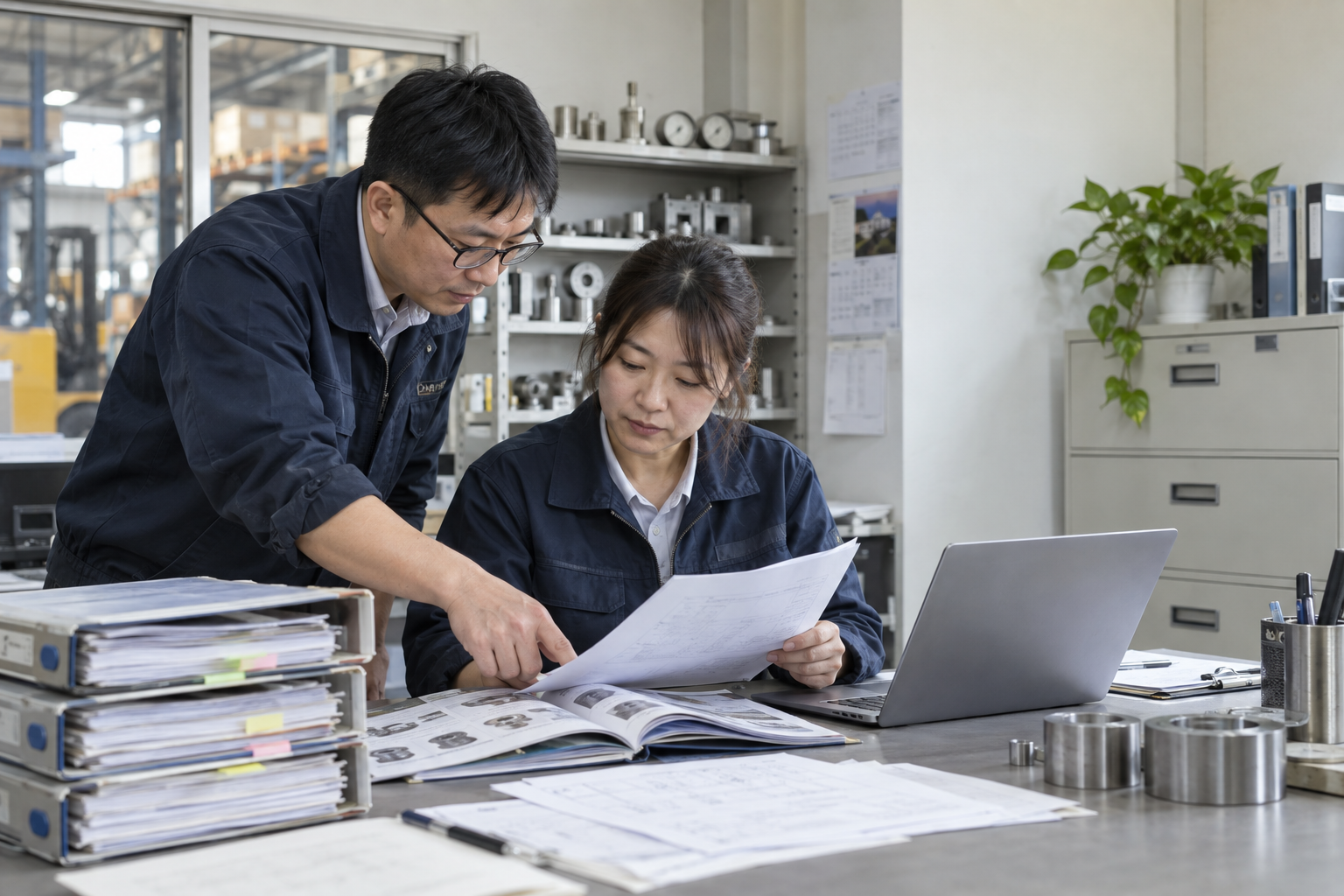 業務同事從報價資料與產品型錄中確認資訊